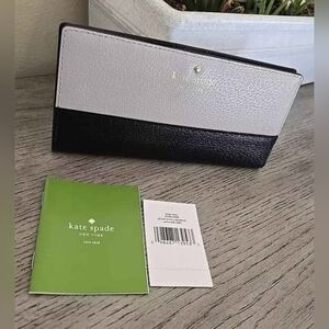 Kate Spade Grand Street Large Stacy Wallet - Stone Ice/Black